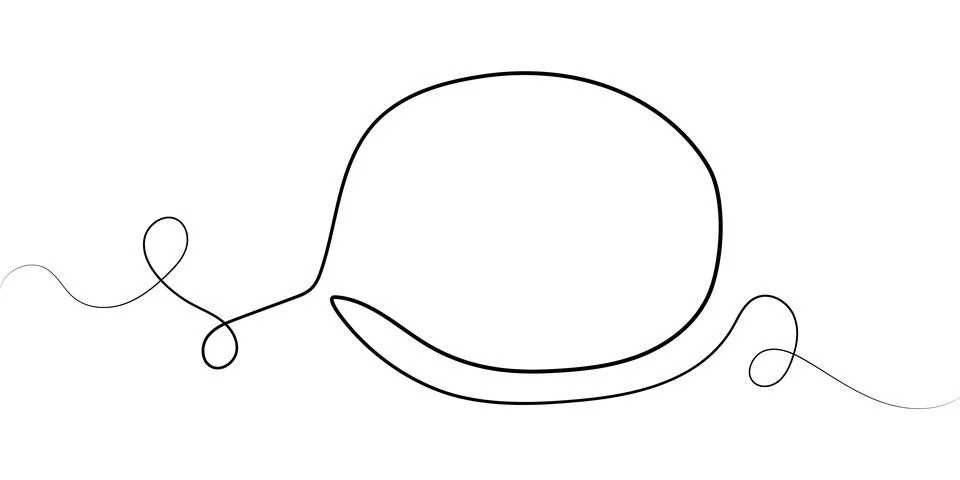 Continuous one line drawing. Round frame in simple linear doodle style isolated Stock-Illustration