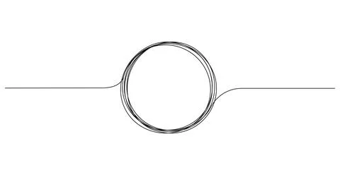 Continuous one line drawing of scribble black circle. Round frame sketch outline Stock Illustration