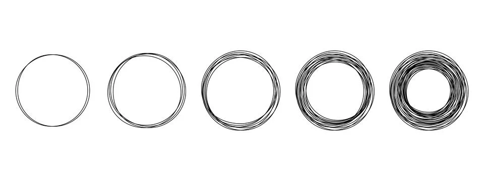 Continuous one line drawing of set black circles. Round frame and speech bubble Ilustración de archivo