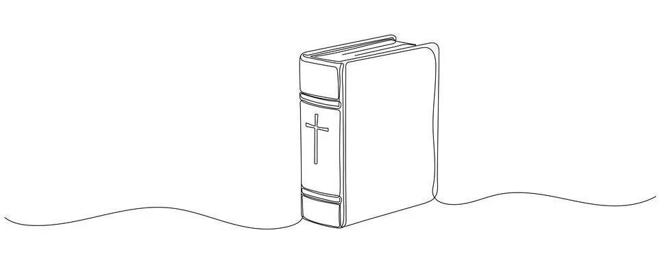 Continuous one line drawing silhouette of Bible. Bible linear icon. One line  Stock Illustration