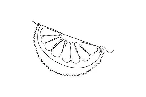 Continuous one line drawing of sliced healthy sweet organic jackfruit for o.. イラスト素材