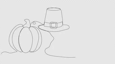 Continuous one line drawing on the theme of Thanksgiving Stock Footage 311180145