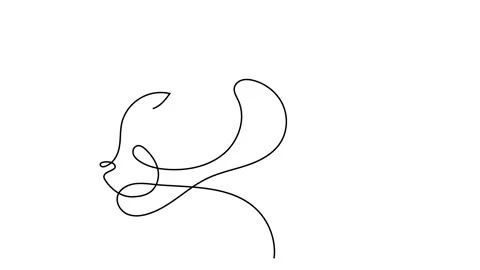 Continuous one line drawing of a tiger showing its fangs and get ready to po Stock Footage 143389827