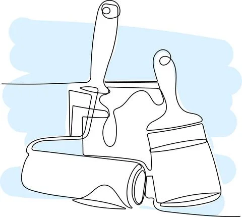 Continuous one line drawing of tools for builders Illustrazione stock