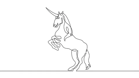 Continuous one line drawing unicorn Stock Footage 92122044