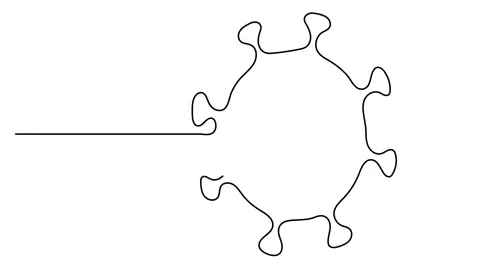 Continuous one line drawing. Vector Illustration COVID-19 symbol. Concept Corona Stock Footage 144047425
