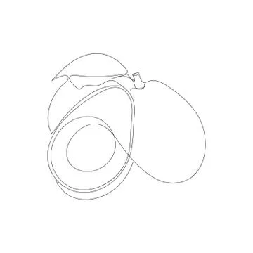 Continuous one line drawing. Vegetables three avocado. Vector illustration Stock Illustration