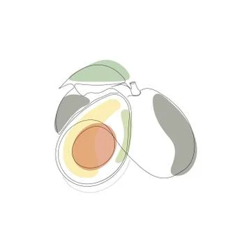 Continuous one line drawing. Vegetables three avocado. Vector illustration Stock Illustration
