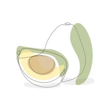 Continuous one line drawing. Vegetables two avocado. Vector illustration Stock Illustration