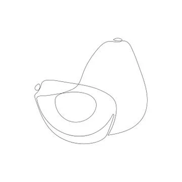Continuous one line drawing. Vegetables two avocado. Vector illustration Stock Illustration