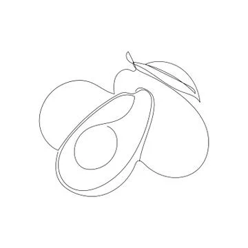 Continuous one line drawing. Vegetables three avocado. Vector illustration Stock Illustration