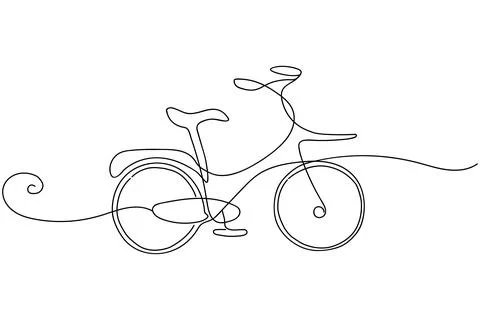 Continuous one line drawing vintage retro urban city bicycle, ecological spor Stock Illustration