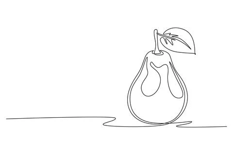 Continuous one line drawing of whole healthy sweet green organic pear for o.. Stock Illustration
