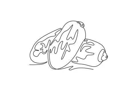 Continuous one line drawing of whole healthy organic sweet dates for orchar.. Illustrazione stock