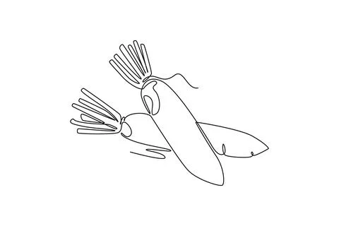 Continuous one line drawing whole healthy organic white radish for farming .. Stockillustratie