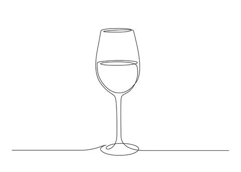 Continuous one line drawing of Wine glass. Editable stroke Vector illustration Stock Illustration