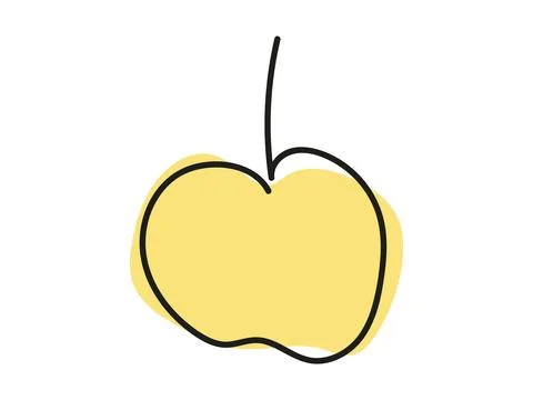 Continuous one-line drawing of a yellow apple isolated on a white background. Stock Illustration