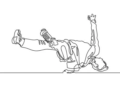 Continuous one line drawing of young guy breakdancer Stock Illustration