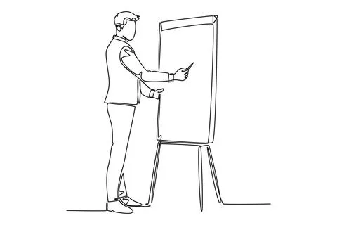 Continuous one line drawing of young sales manager pointing a finger to the.. Stock Illustration