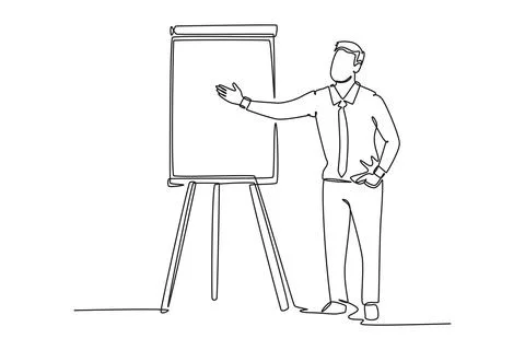 Continuous one line drawing of young success business manager giving lectur.. 스톡 일러스트