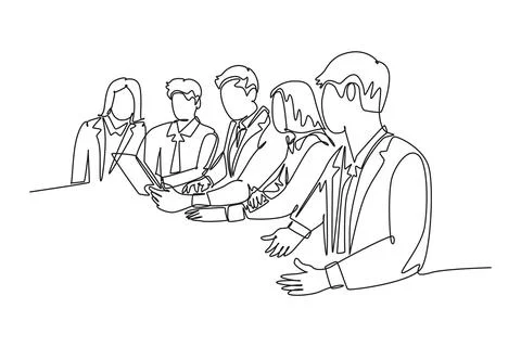 Continuous one line drawing of young presenter presenting business strategy.. Stockillustratie