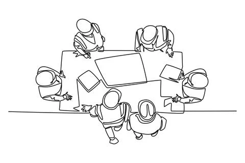 Continuous one line drawing young architect and construction builder discus.. Stock Illustration