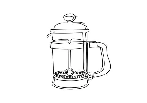 Continuous one line A dripper of coffee. Illustration