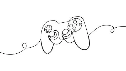 Continuous one line game joystick video gamer illustration play vector イラスト素材