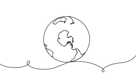 Continuous one line globe earth art world sustainable education outline. Earth Stock Illustration