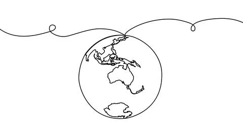 Continuous one line globe earth art world sustainable education outline. Earth Stock Illustration
