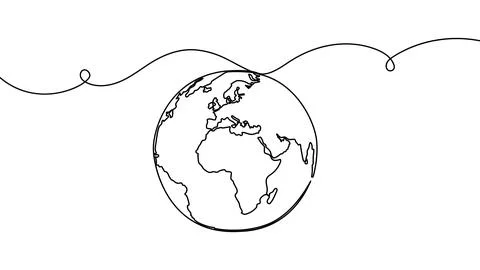 Continuous one line globe earth art world sustainable education outline. Earth Stock Illustration