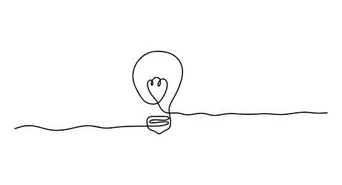 Continuous one line light bulb. Idea bulb single line. Vector innovation concept Stockillustratie