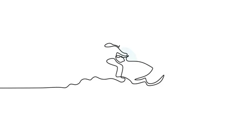 Continuous one line of a man playing snowmobile for winter sport animation Stock Footage 227569161