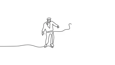 Continuous one line of mom and dad playing ice skating. Couple playing skate Stock Footage 227567890