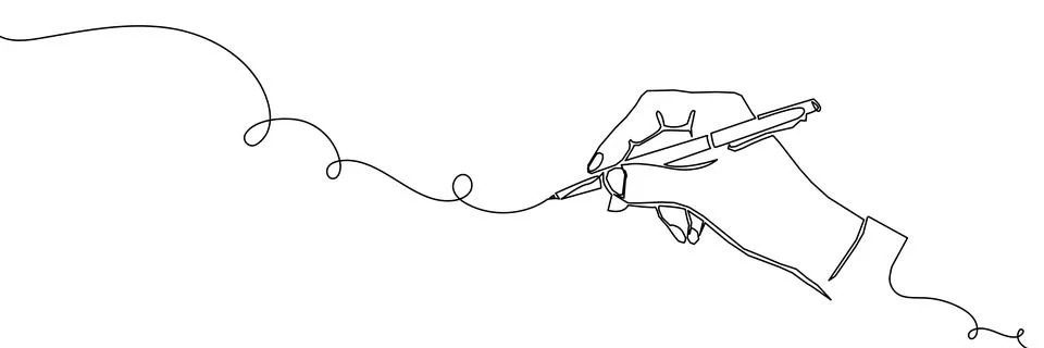 Continuous one line pen hand pencil write one art icon book journal sketch. Sign Stock Illustration