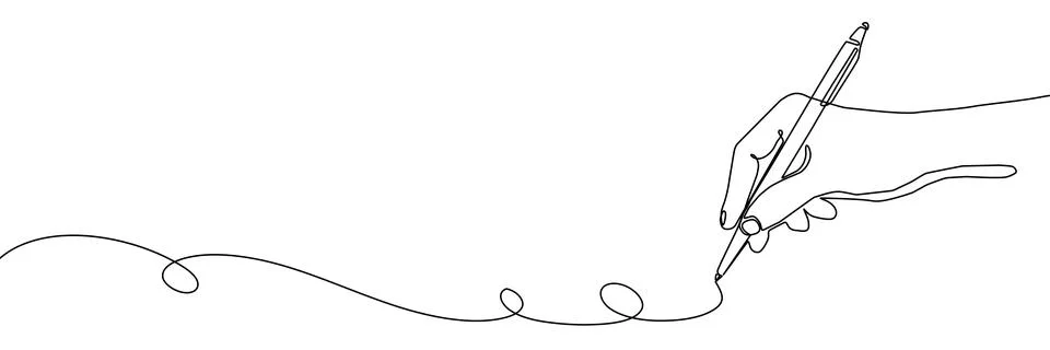 Continuous one line pen hand pencil write one art icon book journal sketch. Sign Stock Illustration