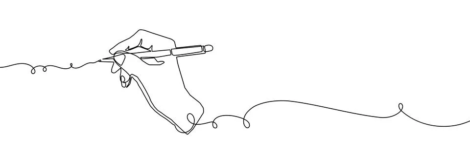 Continuous one line pen hand pencil write one art icon book journal sketch. Sign Illustrazione stock