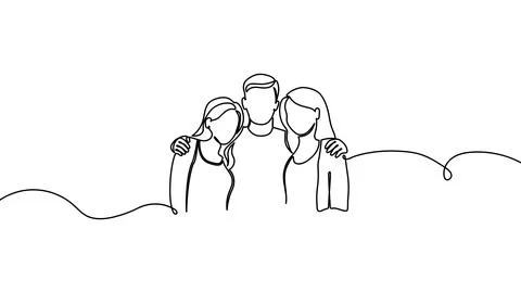 Continuous one line people group art drawing single business couple. Group イラスト素材