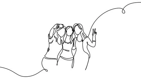 Continuous one line people group art drawing single business couple. Group Illustrazione stock
