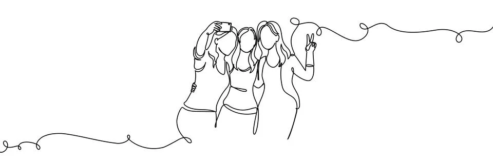 Continuous one line people group art drawing single business couple. Group イラスト素材