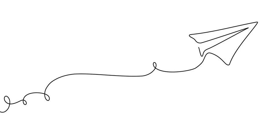 Continuous one line plane art travel outline icon sketch vector illustration Illustrazione stock