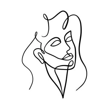 Continuous one line portrait of beautiful girl. Illustrazione stock
