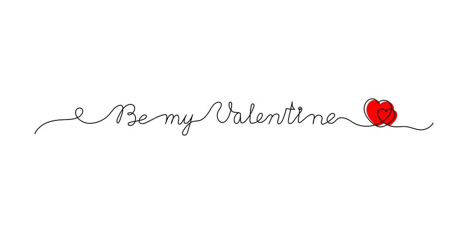 Continuous One Line script cursive text Be my Valentine. Vector illustration  Illustrazione stock
