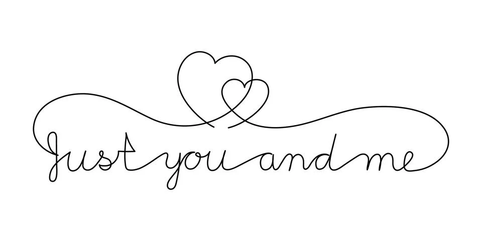 Continuous One Line script cursive text Just you and me. Vector illustration  Illustrazione stock