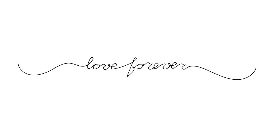 Continuous One Line script cursive text love forever. Vector illustration for 스톡 일러스트