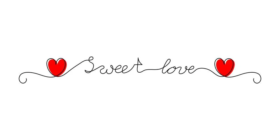 Continuous One Line script cursive text sweet love. Vector illustration for p Stock Illustration