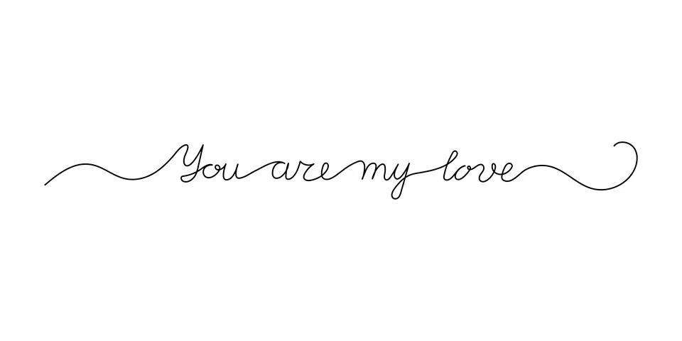 Continuous One Line script cursive text you are my love. Vector illustration  Illustrazione stock