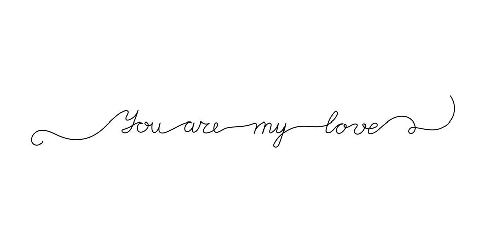 Continuous One Line script cursive text you are my love. Vector illustration  스톡 일러스트