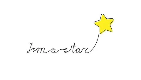 Continuous One Line script cursive text Im a star. Vector illustration for po 스톡 일러스트