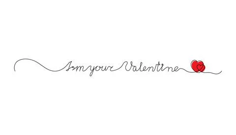 Continuous One Line script cursive text Im your Valentine. Vector illustratio Stock Illustration